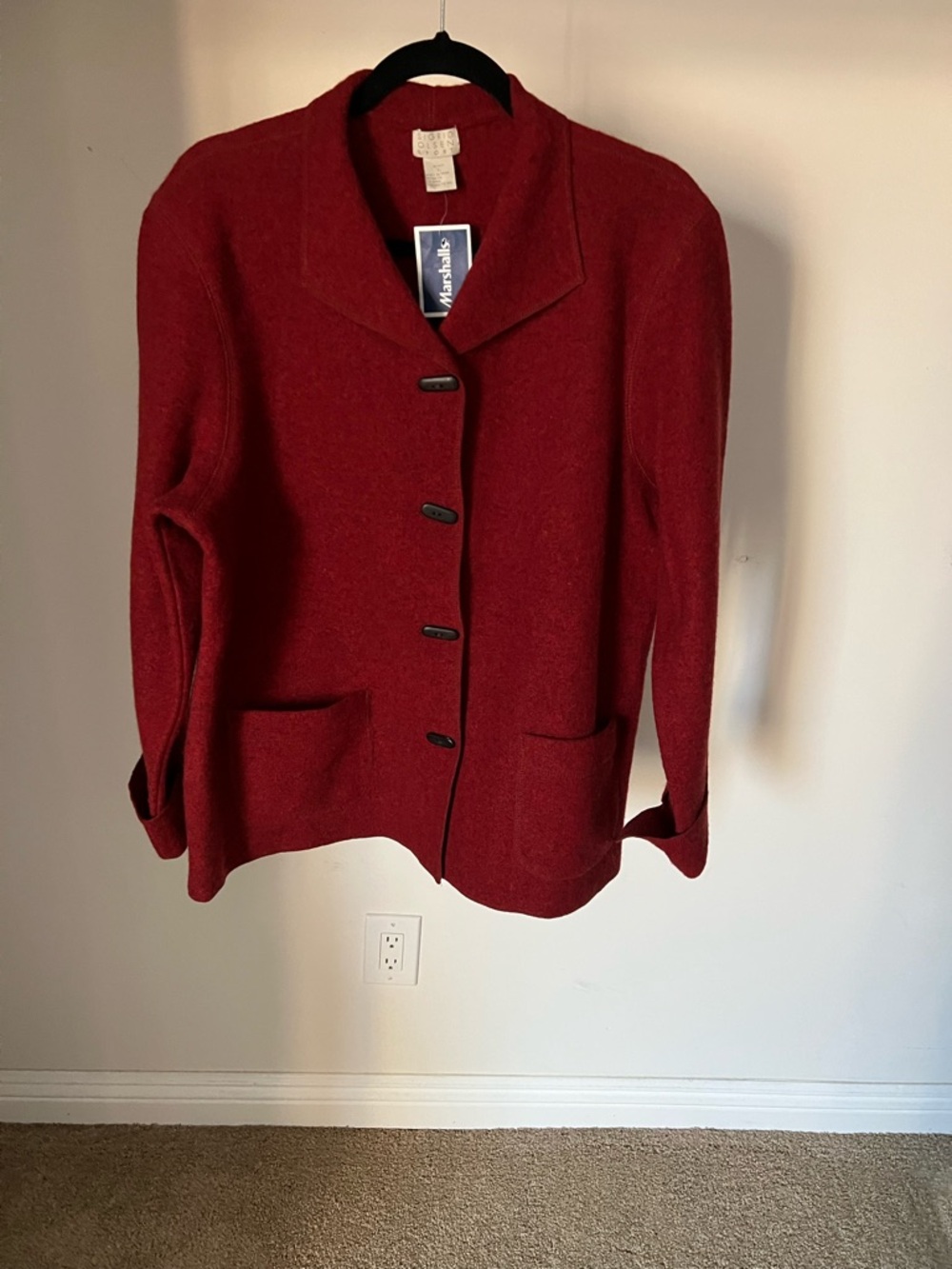 Sigrid Olsen women Deep Red Wool Button Blazer
